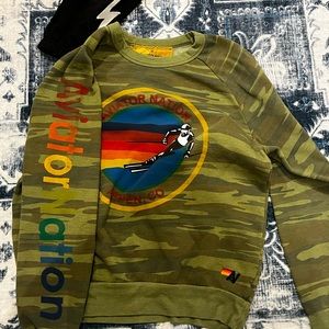 green camo sweatshirt aviator nation